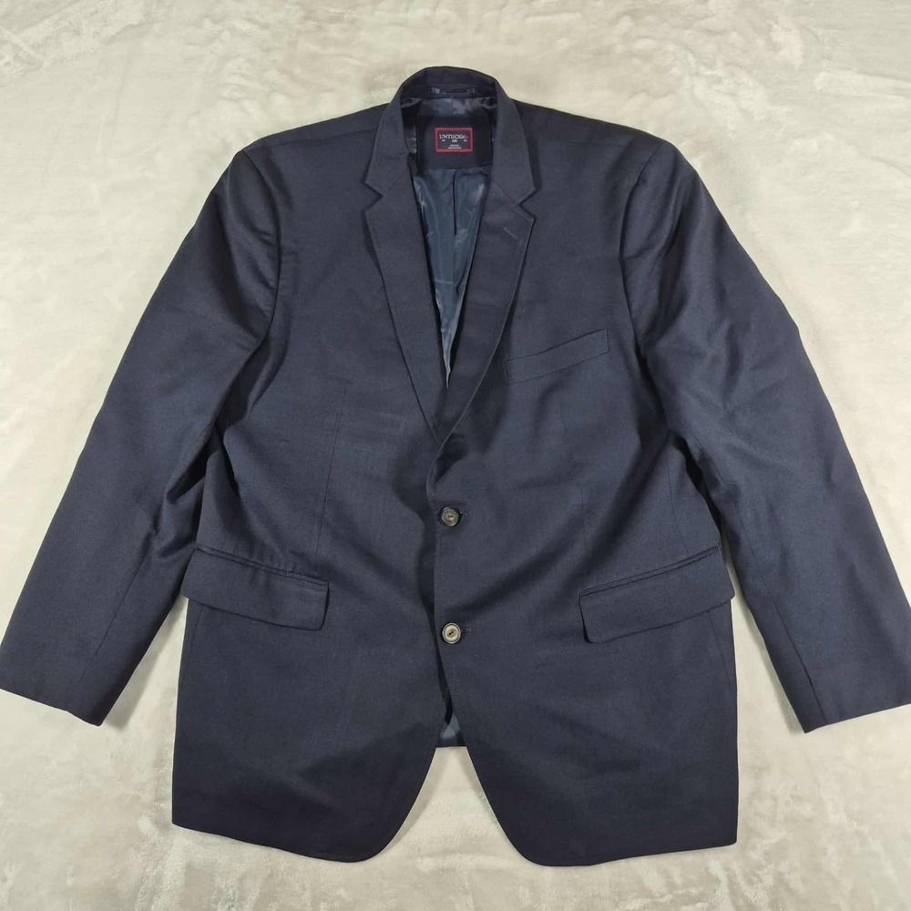 UNTUCKit Blazer Men's 46R Navy Blue 100% Wool Sport‎ Coat Jacket Formal Comfort